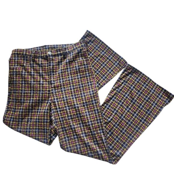 AEO Y2K High-Waisted Plaid Flare Pants-14-Ultra Soft-Stretch-Grandmacore-Grunge - Picture 1 of 11